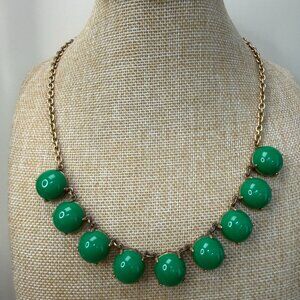 J.Crew Green Bubble Statement Necklace Gold-Tone Chain